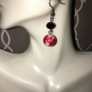 Red and black drop earrings
